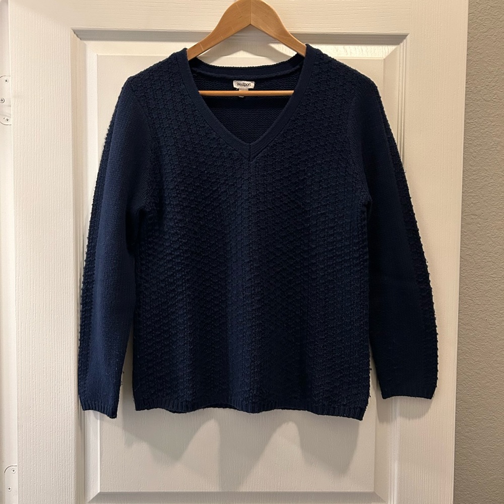 Westport Navy Blue V-Neck Sweater for Versatile Style